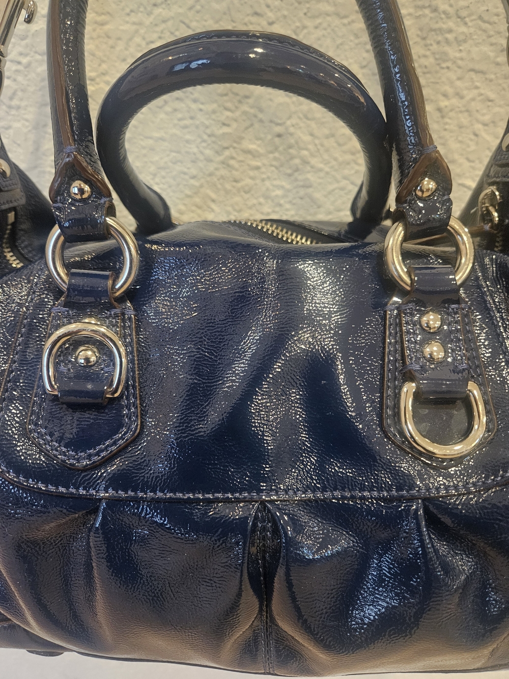 Coach Patent Blue Liquid Leather Satchel Bag - Picture 7 of 13